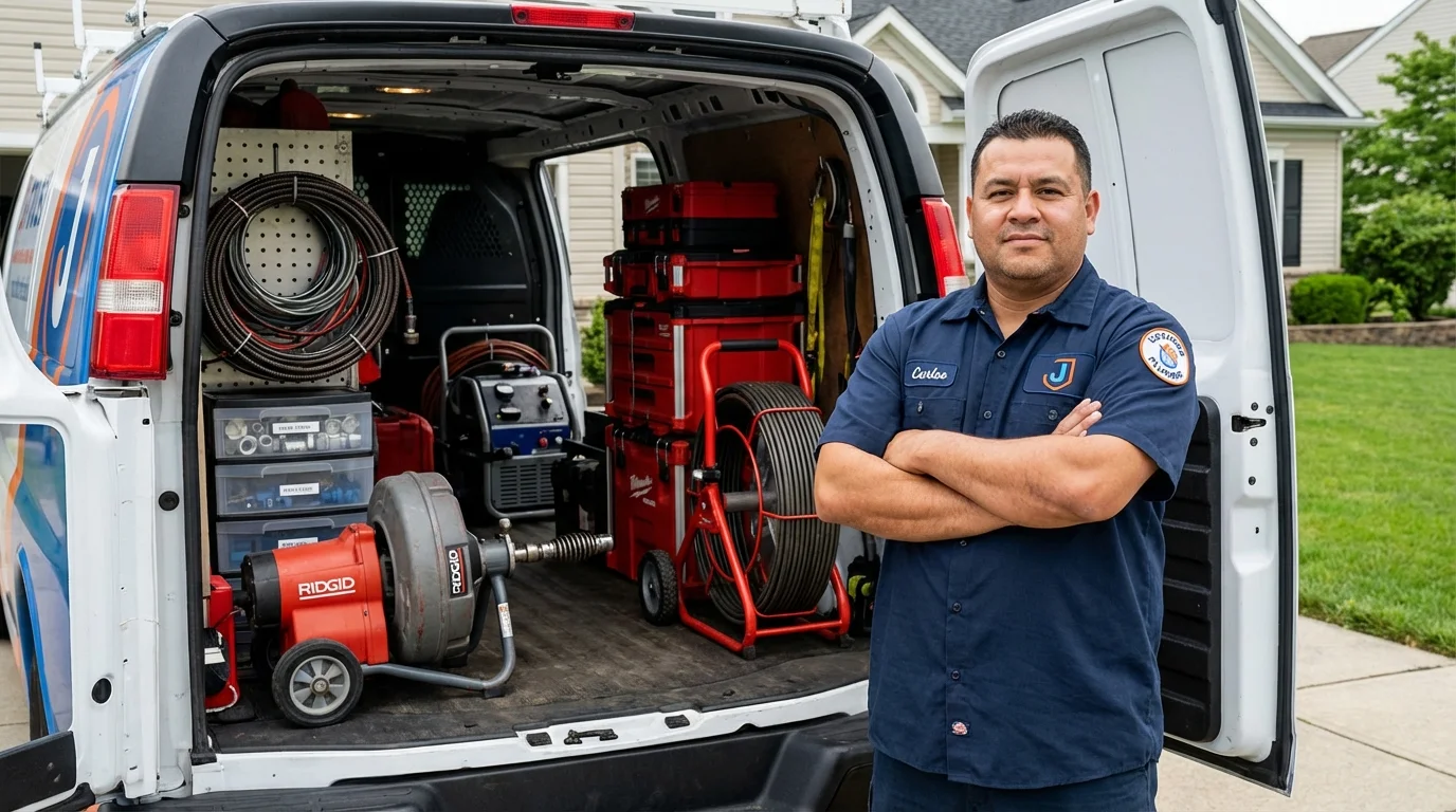 Professional drain cleaning equipment and Johns Plumbing LLC plumber in Weatherly