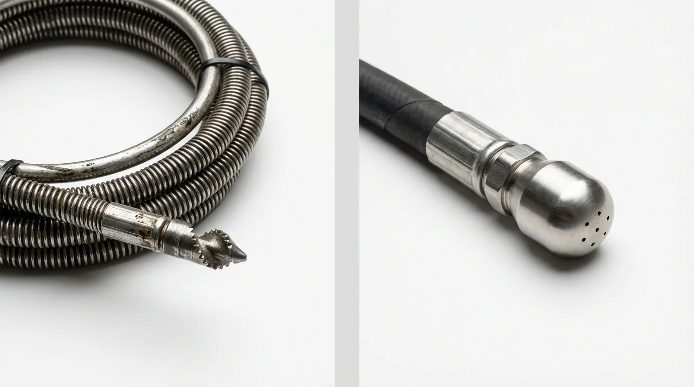 Drain snake cable and hydro jetting nozzle used for drain cleaning in Weatherly, PA