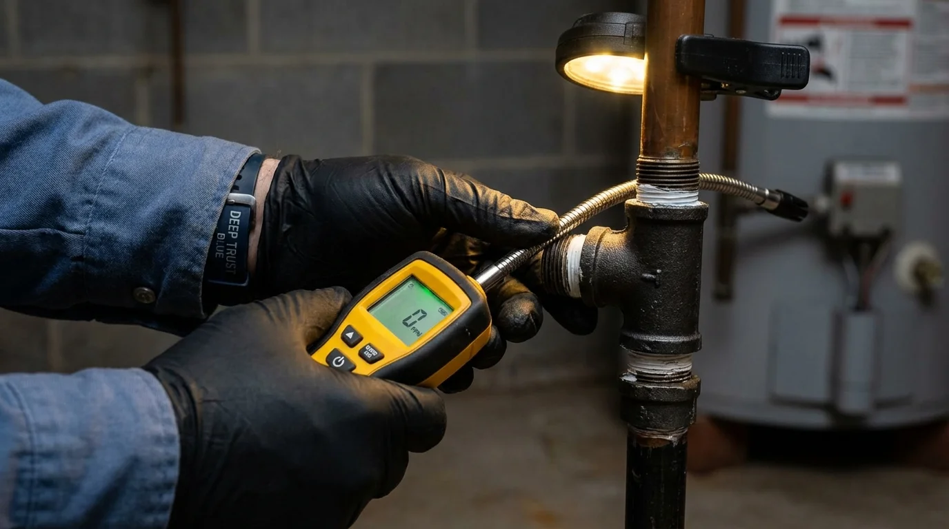 Gas leak detection with electronic sniffer by Johns Plumbing LLC in Weatherly