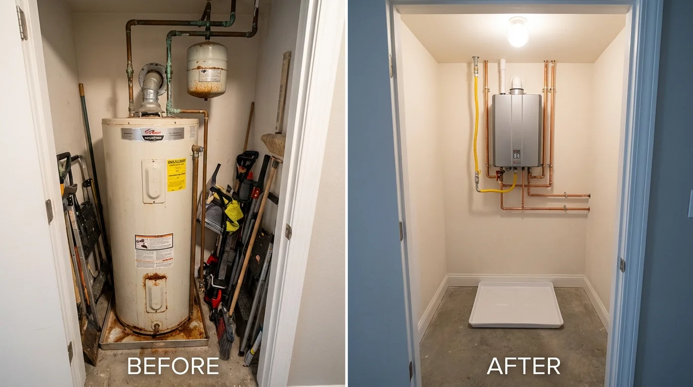 Tank water heater versus wall-mounted tankless unit comparison for Weatherly, PA homeowners
